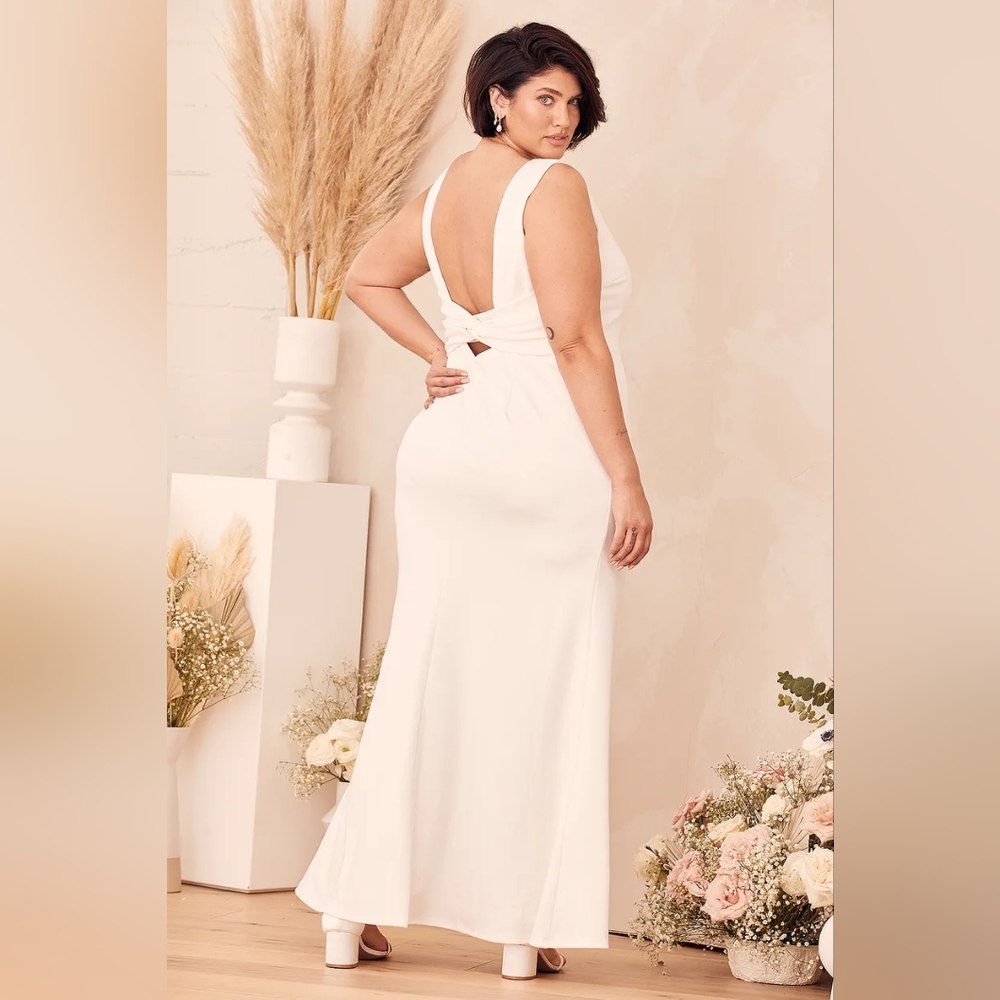 Love In Your Eyes Ivory Knotted Mermaid Maxi Dress - Picture 5 of 9